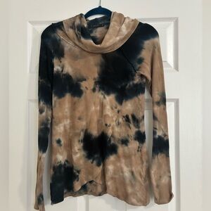 T Party Fashion Blue and Tan Tie Dye Top